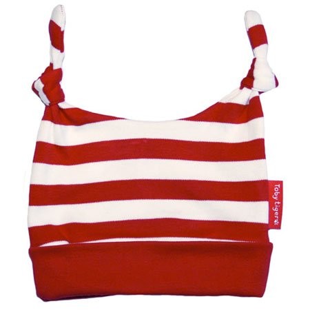 Toby Tiger Stripy Red/White Baby Hat (0-6 months)