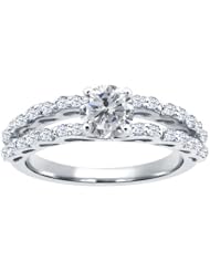 1.38 Ct Round H/I Diamond White Topaz 925 Sterling Silver Ring