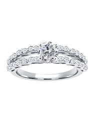 1.38 Ct Round H/I Diamond White Topaz 18K White Gold Ring