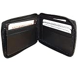 New Mens Lambskin Zipper Bifold / Credit Card Wallet