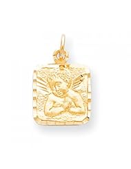 10k Yellow Gold Angel Medal Charm - Religious Jewelry