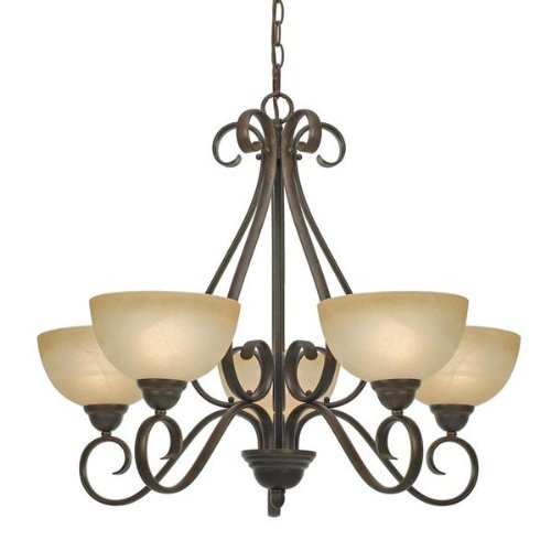 Golden Lighting 1567-5 PC Riverton Five Light Chandelier, Peppercorn Finish
