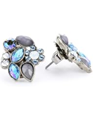 Sorrelli "Salt Water" Floral Crystal Cluster Silver-Tone Earrings