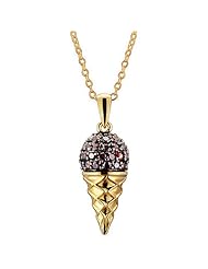 Gold GP 925 Sterling Silver Brown Cubic Zirconia Ice Cream Cone Pendant/Necklace 18 Inches 925 Silver Chain
