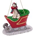Siberian Husky Dog Sleigh Christmas Ornament