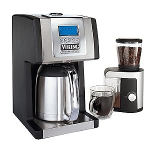 Viking Professional Coffee Machine with Free Burr Grinder - Black/Stainless Steel - Frontgate