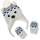 THE CHILDREN'S PLACE(ザ・チルドレンズプレイス) フェアアイルポーラーベアハット&ミトンセット ヘザー シューズ 0～6ヶ月【並行輸入】