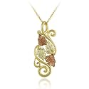 18K Gold over Sterling Silver Two-Tone Leaves with Swirl Design Pendant