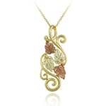 18K Gold over Sterling Silver Two-Tone Leaves with Swirl Design Pendant
