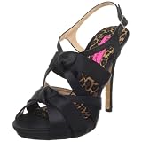 Betsey Johnson Women's Wisdom Platform Sandal,Black Satin,7.5 M US