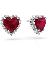 Created Ruby 14kt White Gold Earrings