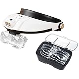 Beileshi Handsfree Head Mount Magnifier with Detachable LED Head Lamp - 5 Replaceable and Interchangeable Magnifying Lenses Come in Different Magnification Power