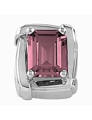 14K White Gold Emerald Cut Pink Tourmaline Pendant -- LIFETIME WARRANTY