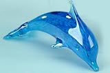 Blue Bubbles Crystal Glass Dolphin Figurine Statue Decoration