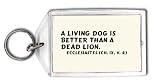 A living dog is better than a dead lion. Ecclesiastes (ch. IX, v. 4) Keychain