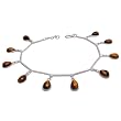 Valentine Gifts for Her Sterling Silver Tiger's Eye Anklet Bracelets Pair 9.5 inches