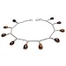 Valentine Gifts for Her Sterling Silver Tiger's Eye Anklet Bracelets Pair 9.5 inches