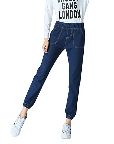 (シティヤング)Cityoung レディース 九分丈 ゆったり 無地 デニム ジーパン