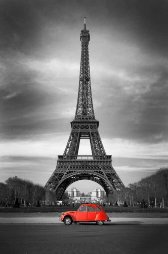 Empire 499431 Fertigbild - Holzplattenbild auf MDF-Platte Paris Red 2CV Gr&ouml;&szlig;e 60 x 90 cm
