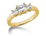 0.54CTW Classic Princess Three Stone Ring in 14k Yellow Gold