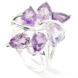 Sterling Silver Amethyst & African Amethyst Flower Ring