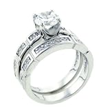 Sterling Silver Round Cut Cz Wedding Stacking Promise Rings Set
