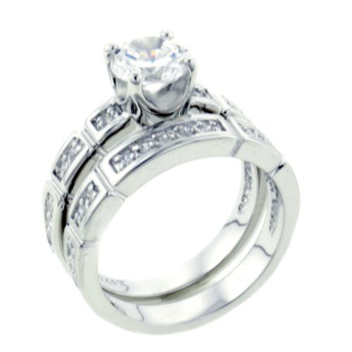 Sterling Silver Round Cut Cz Wedding Stacking Promise Rings Set