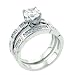 Jewelry : Sterling Silver Round Cz Wedding Set Ring (size 6,7,8,9)