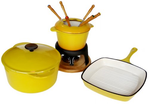 Paylesscookware 15 Piece Lemon Yellow Classic Cookware Set