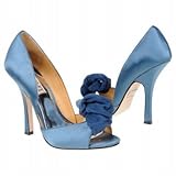 IMAGE OF Badgley Mischka Women's Hyde Open-Toe Pump,Blue Satin,5.5 M US