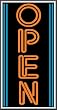 Open Vertical Orange/Blue Lightbox Sign