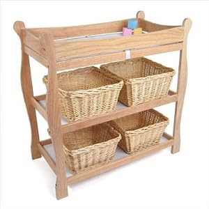 Badger Basket 02212/0005X Natural Sleigh Style Changing Table with Baskets