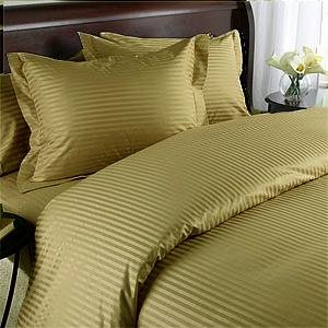 Striped Bronze Waterbed Sheets 300 Thread Count 100% Egyptian Cotton 4pc King/Cal King Waterbed Unattached By Luxury Egyptian Cotton
