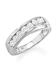14k White Gold Round Diamond Mens Wedding Anniversary Band Ring (0.90 Cttw,... by DazzlingRock Collection
