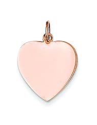 14K Rose Gold Heart Charm Engraveable Jewelry Pendant