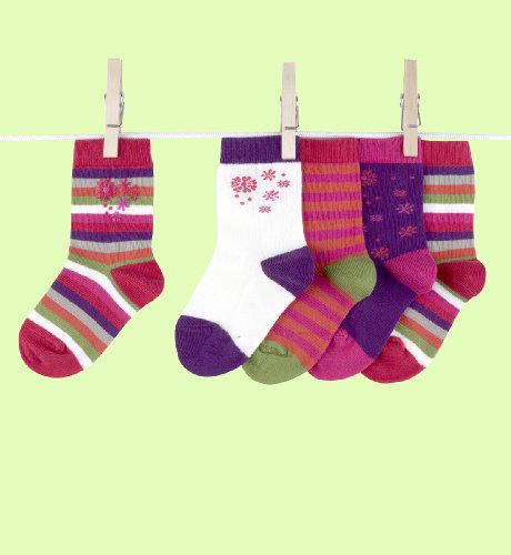 5 Pairs of Cotton Rich Floral Stripe Socks