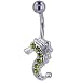 Belly Button Rings Lime Green Crystal Seahorse Color Belly Navel Ring Body Jewelry