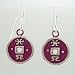Chinese Good Fortune Coin Round Dangle Earrings in Sterling Silver with Pink Patina Finish, #8947