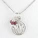 Round Lotus Flower Pendant in Sterling Silver with Garnet Gemstone Beads on an 18" Rhodium and Sterling Bead Chain, #8433
