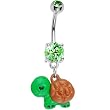 Peridot Green Gem Turtle Love Belly Ring