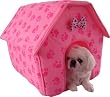 Dog/Cat Pink Collapsible Pink Paw Prints House-Medium