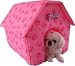 Designer Collapsible Pink Paw Prints Pet House - Medium