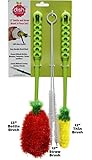 3-in-1 Long Bottle Brush Cleaner Set with Straw Brushes or Dish Brush | Thick and Thin Brush and Straw Cleaner for Washing Baby Bottle, Water Bottles, Cups, Mugs, Plastic Bottles, Tumblers, Wine Stemware, Humingbird Feeder, Water Pitcher