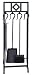 5 Pc Black Wrought Iron In-Line Fireset W/ Diamond Design