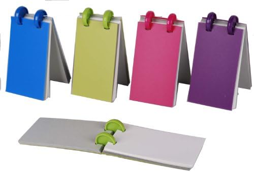 Filexec File-A-Flash, 2 x 3-Inch Easy Flip Flash Cards, 45 Unruled Gray/White Pages,4 Pack, Blue, Hot Pink, Purple, Green (50296-20003)