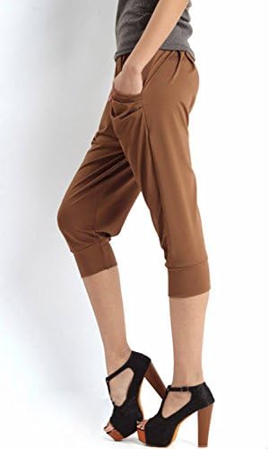 Selene Allure Women's Capri Pants Harem Pants Leggings (Coffee)