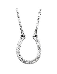 Small 14k White Gold Diamond Horseshoe Necklace, 16" (.08 Cttw., GH Color, I1 Clarity)
