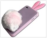 Bunny Rabit Silicone Case Skin for Iphone 4 Stand Tail Holder