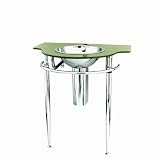 Decolav 2180T-1P-SG Wall-Mounted Lavatory Vanity with Drop-In Sink, Sage Green Tempered Glass/Polished Stainless