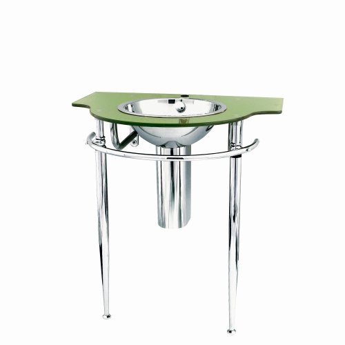 Decolav 2180T-1P-SG Wall-Mounted Lavatory Vanity with Drop-In Sink, Sage Green Tempered Glass/Polished Stainless